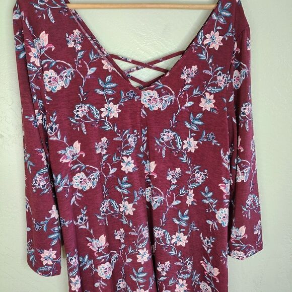 Floral Bohemian 3/4 Sleeves Tunic Mini Dress - Picture 7 of 10